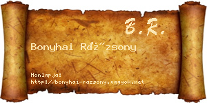 Bonyhai Rázsony névjegykártya
